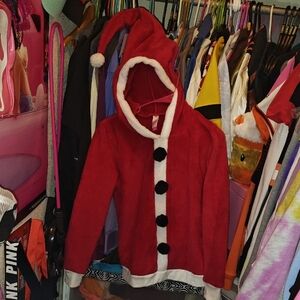 No Boundaries Red and White Hooded Sweater